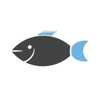 icône bleue et noire de glyphe de poisson vecteur