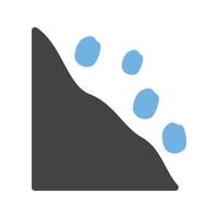 icône bleue et noire de glyphe de glissement de neige vecteur