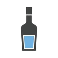 icône bleue et noire de glyphe de bouteille de vin vecteur