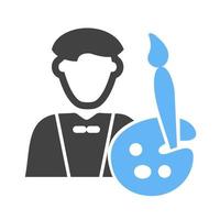 icône bleue et noire de glyphe masculin d'artiste vecteur
