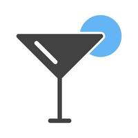 icône bleue et noire de glyphe de verre à cocktail vecteur
