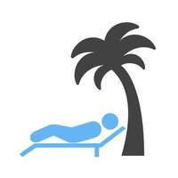 allongé sur l'icône bleue et noire du glyphe de la plage vecteur