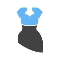 icône bleue et noire de glyphe de robe de cocktail vecteur