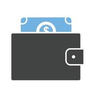 argent dans l'icône bleue et noire de glyphe de portefeuille vecteur