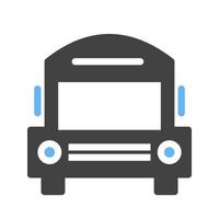 icône bleue et noire de glyphe d'autobus scolaire vecteur