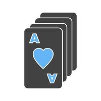 jeu de cartes glyphe bleu et noir icône vecteur