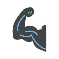 icône bleue et noire de glyphe de muscle de bras vecteur