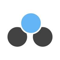 icône de glyphe de diagramme de venn bleu et noir vecteur