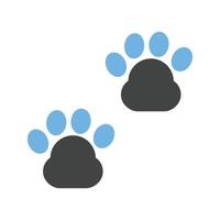 icône bleue et noire de glyphe de pattes vecteur