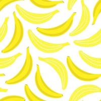 motif de banane sans soudure. bananes mûres délicieuses à plat, style dessin animé, dessin à la main. impression à la mode pour l'emballage, les textiles, le papier numérique. produit diététique sain et naturel vecteur