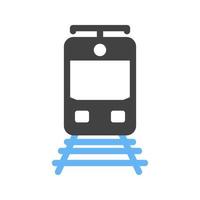 icône bleue et noire de glyphe de voies ferrées vecteur