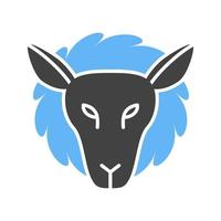 icône bleue et noire de glyphe de visage d'agneau vecteur