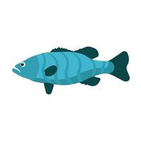 vue côté poisson icône vectorielle illustration d'animal marin. vie océanique de dessin animé sous-marin. symbole exotique plat de la faune bleue vecteur