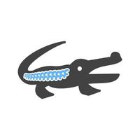 icône bleue et noire de glyphe d'alligator vecteur
