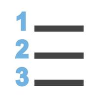 icône bleue et noire de glyphe de liste numérotée vecteur