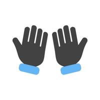 icône bleue et noire de glyphe de mains en prière vecteur