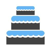 gâteau de mariage ii icône glyphe bleu et noir vecteur