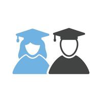 icône bleue et noire de glyphe de diplômés vecteur
