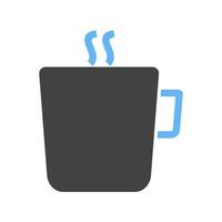 icône bleue et noire de glyphe de tasse de thé vecteur