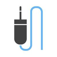 icône bleue et noire de glyphe de câble sonore vecteur