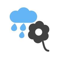 fleur avec icône bleue et noire de glyphe de pluie vecteur