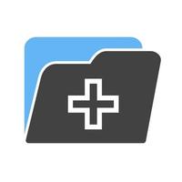 icône bleue et noire de glyphe de dossiers médicaux vecteur