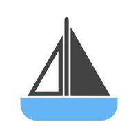 icône bleue et noire de glyphe de bateau jouet vecteur