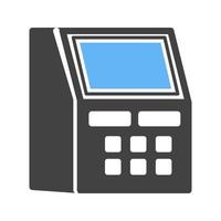 icône bleue et noire de glyphe de distributeur automatique de billets vecteur
