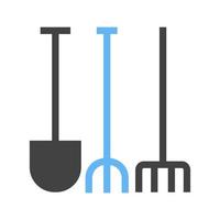 outils de jardinage icône glyphe bleu et noir vecteur