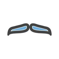 moustache ii glyphe icône bleue et noire vecteur