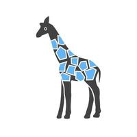 icône bleue et noire de glyphe de girafe vecteur