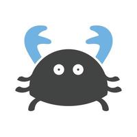 icône de glyphe de crabe bleu et noir vecteur