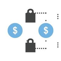 icône bleue et noire de glyphe de transactions sécurisées vecteur