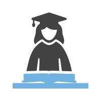 icône bleue et noire de glyphe d'étudiante vecteur