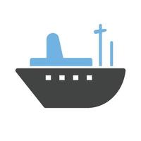 icône bleue et noire de glyphe de navire de livraison vecteur