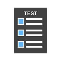 icône bleue et noire de glyphe de test en ligne vecteur