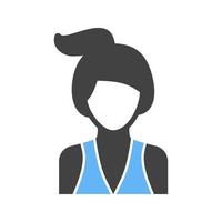 icône bleue et noire de glyphe de dame sportive vecteur