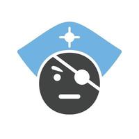 icône de glyphe de pirate bleu et noir vecteur