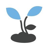 icône bleue et noire de glyphe de plantes vecteur