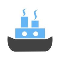 icône bleue et noire de glyphe de bateau à vapeur vecteur