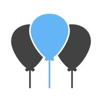 ballons glyphe bleu et noir icône vecteur