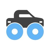 icône bleue et noire de glyphe de camion monstre vecteur