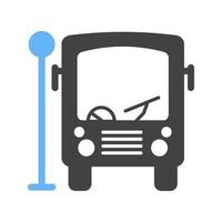 icône bleue et noire de glyphe d'arrêt de bus vecteur