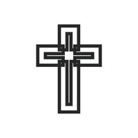 icône d'illustration vectorielle de dieu de la religion croisée. symbole christianisme et forme signe chrétien. crucifix religieux foi et catholicisme noir art sacré. élément de spiritualité conception de jésus et blanc isolé vecteur