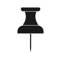 icône vectorielle de punaise illsutration bureau broche noir solide. papier tack signe et outil de message push clip blanc isolé vecteur