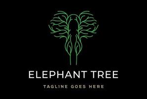 tête d'éléphant minimaliste simple visage arbre forêt logo design vecteur