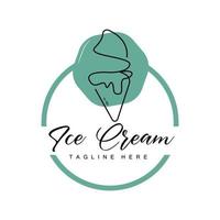 création de logo de crème glacée, illustration d'aliments frais doux et froids, vecteur préféré des enfants, marque de produit