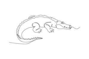un dessin au trait continu d'un crocodile. notion animale. illustration graphique vectorielle de dessin à une seule ligne. vecteur