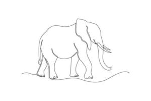 un dessin au trait continu d'un éléphant. notion animale. illustration graphique vectorielle de dessin à une seule ligne. vecteur