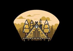 cabane en bois triangle entre la conception d'illustration de pins vecteur